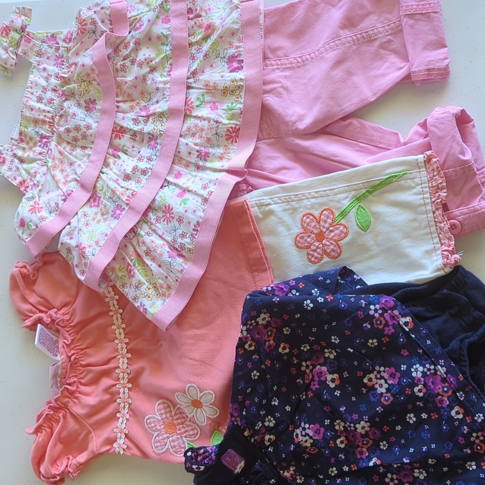 Baby Girls Infant Summer Clothes Lot Shirt Capris Onesie